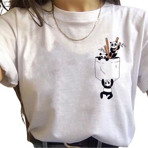 Cute Women t shirt Summer Oversized t-shirt Funny Pocket Cartoons Print tshirts
